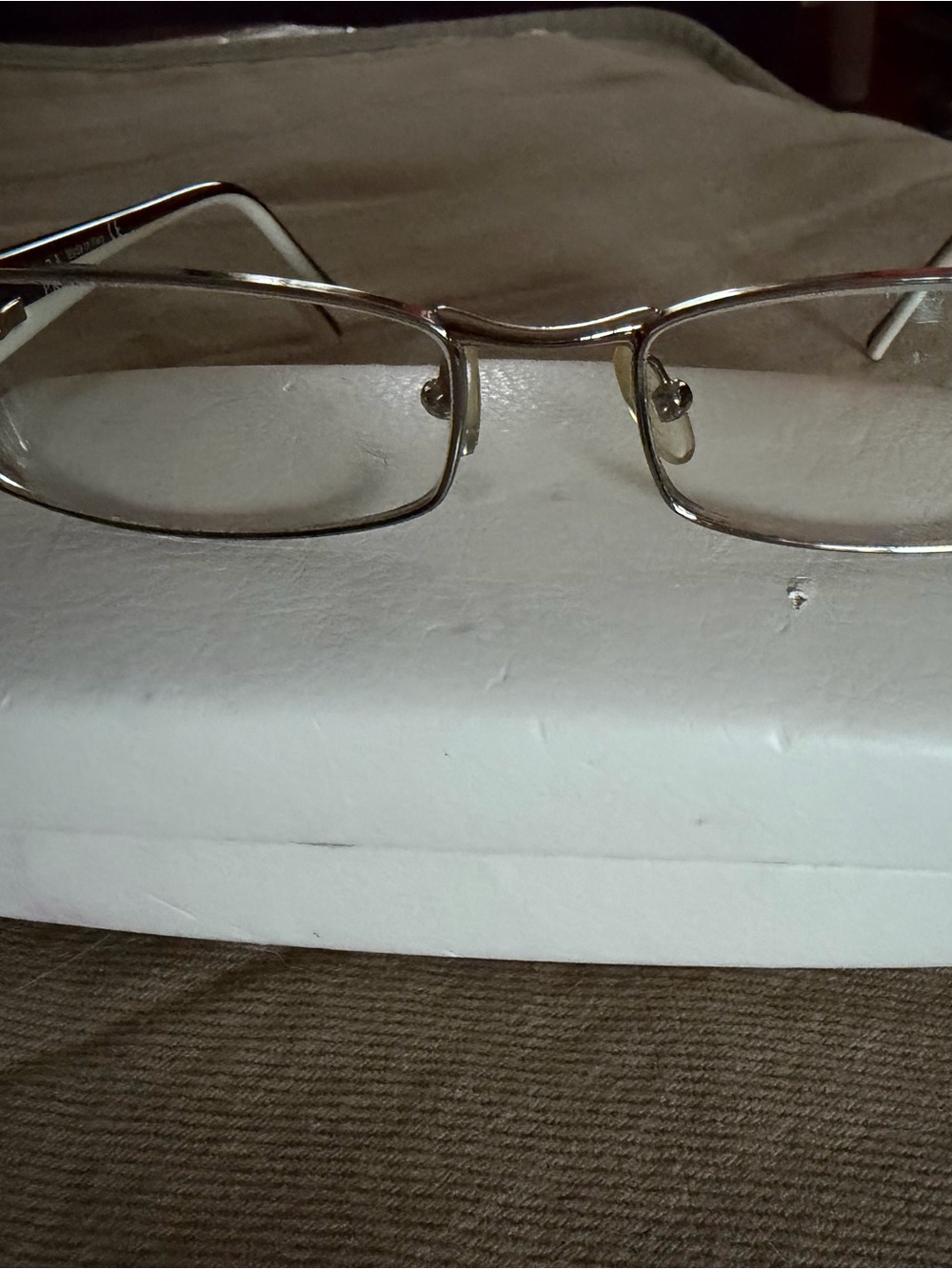Prada Silver Rectangular Metal Frame with Black & White Arms Eyeglass frame only